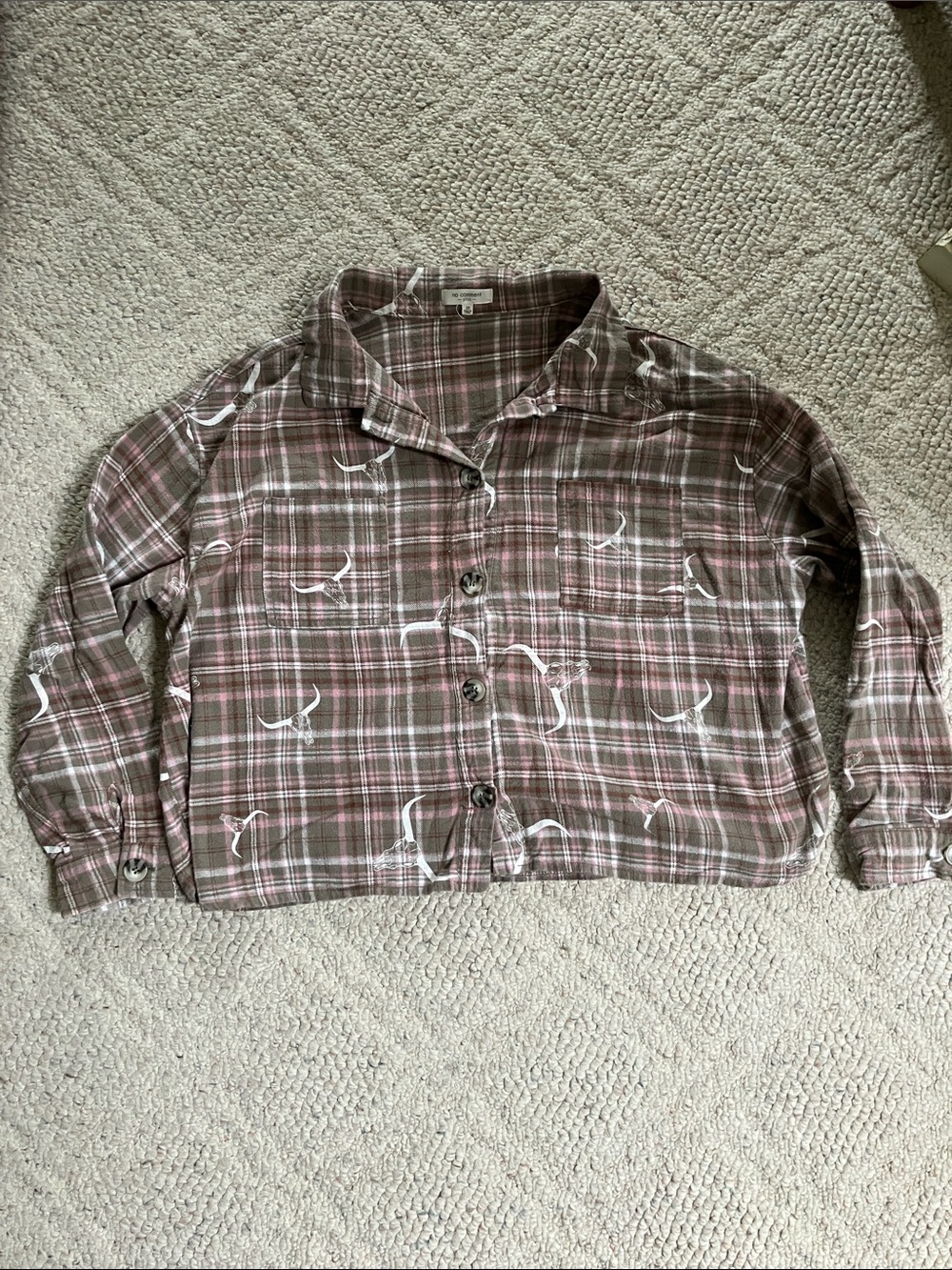 Flannel Plaid Western Cowboy Cropped Button Down Shirt Rodeo Baggy 2X